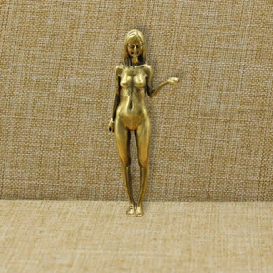 Brass Lady Girl Statue Figurine Beauty Tea Pet Ornament Antique Miniature USA - Picture 1 of 9