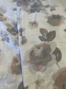 Set of 2 Hidden Tab Top Nicole Miller Curtain Panels  White w/ Pink & Gray #70 - Picture 1 of 11