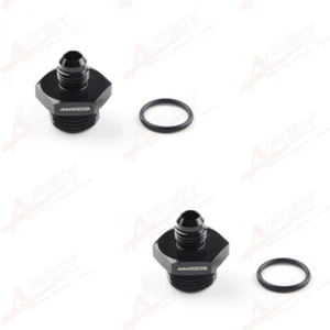 US 2PCS AN-6 AN6 To 10AN 7/8-14 UNF Straight Cut Male Fitting With O-Ring Black - Picture 1 of 6