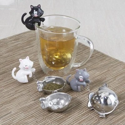 Infusor de taza de té Joie Meow blanco o negro gato gatito 1 pieza NUEVO Foto 1 de 4