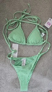 Primark Bikini Set Bright Gingham Green XS BRAND NEW WITH TAGS - Picture 1 of 1