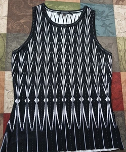 White House Black Market M ärmellos Pullover Tank Geo Strick Bluse Sweater - Bild 1 von 4