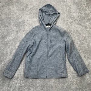 Chaqueta Caslon Mujer Medio Gris Lino Abrigo Con Capucha Cremallera Completa Ligera Informal Respiración - Imagen 1 de 8