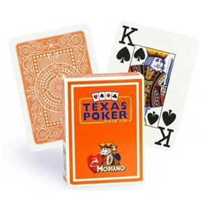 TEXAS POKER HOLD EM ORANGE PLAYING CARDS DECK MODIANO JUMBO INDEX POKER SIZE NEW - Picture 1 of 2