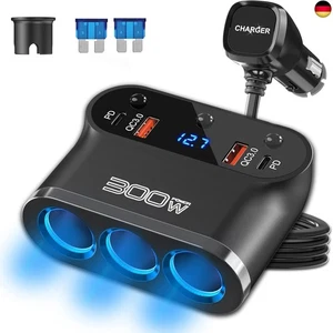 Dual PD 30W Auto Zigarettenanzünder Verteiler 300W: KFZ Adapter 12V USB C - Bild 1 von 8