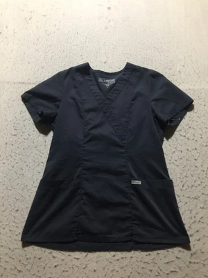 Camisa Exfoliante Anatomía Gris Para Mujer S Pequeña Carbón Manga Corta Bolsillos Cuello en V Foto 1 de 4