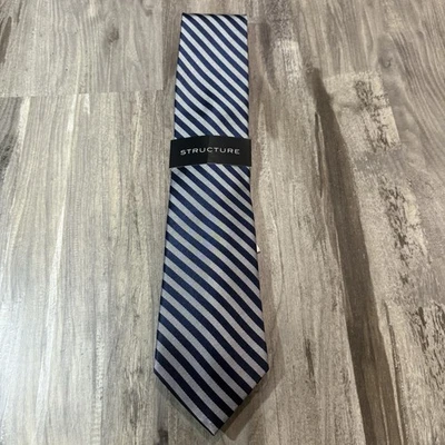Structure Men's Striped Necktie Blue / Silver New With Tags - Image 1 of 4