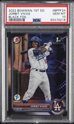 2022 BOWMAN 1ST ED BLACK FOIL #BPPF24 JORBIT VIVAS 6/10 PSA 10 - Image 1 of 2