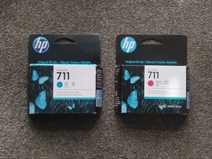 HP 711 CYAN CZ130A & GELB CZ132A TINTENPATRONEN. TERMINE 2023 2026, NEU & VERSIEGELT - Bild 1 von 2