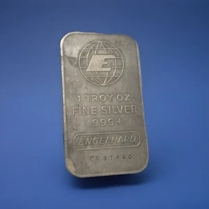 1 Troy Ounce Silver Bar .999+ Engelhard LOGO Toned Px87460 - Picture 1 of 1
