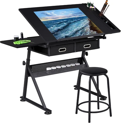 Art Craft Table Drawing Table Height Adjustable Drafting Desk Work Station with - Image 1 of 4