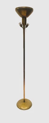 lampadaire art déco en laiton deux bras de lumière . XX siècle . - Photo 1/4