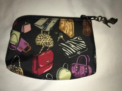 Vintage Nicole Miller Black Handbag Accessories Print Small Makeup Cosmetic Bag - Image 1 of 3