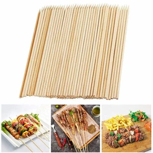 100 Pc Bamboo Skewers Wooden Sticks 12" Wood BBQ Shish Kabob Fondue Party Grill - Picture 1 of 1