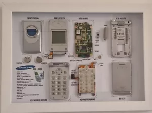 Samsung A300 Teardown Art, With Frame, Deconstructed Art (Handmade) Unique - Picture 1 of 8