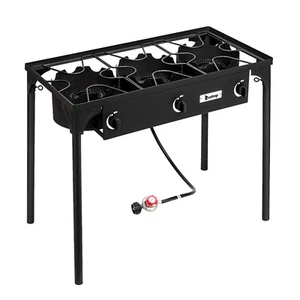 225,000 BTU 3-Burners Outdoor Stove Propane Cooking Gas Cooker BBQ Grill Camping - Picture 1 of 12