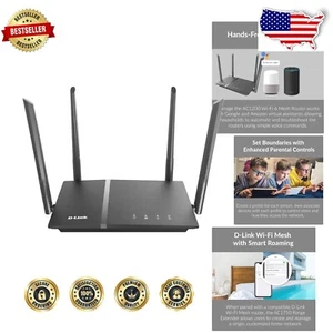 AC1200 High-Power Dual-Band WiFi Router with Gigabit Ethernet - Ideal for Gaming - Picture 1 of 10