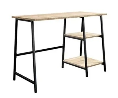 Banco de escritorio estilo industrial para oficina en casa con acabado de roble charter para computadora portátil escritorio Foto 1 de 4