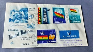 United Nations Ghana 1959 FDC First Day Cover Air Mail Accra nach New York - Bild 1 von 2