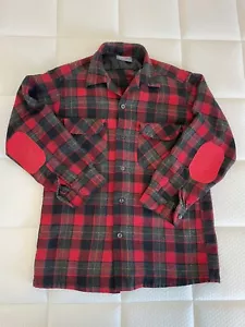 Camisa de Franela Pendleton De Colección Para Hombres Pequeña a Cuadros Roja/NEGRA Lana Botón Delantero Hecha en EE. UU. - Imagen 1 de 9