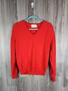 Vintage Lord Jeff Red Pure Cashmere V Neck Sweater Vintage USA Made - Picture 1 of 4