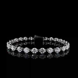 7 Ct Round Cut Lab-Created 4mm Diamond Tennis Bracelet 14k White Gold - Picture 1 of 4