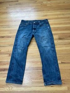 Levi's 501 Straight Leg Jeans Men's 36x30 Blue Denim Faded Medium Wash 5-Pockets - Picture 1 of 10
