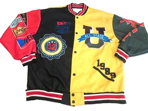 Blush Mark All State Varsity Jacket Men's Medium Colorblock Snap Front NEW WOT - Picture 1 of 15