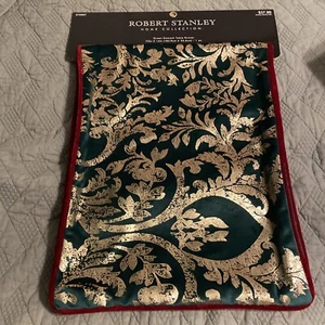 Robert Stanley Green Damask 72" X 14” Table Runner Beautiful Brand New - Picture 1 of 3