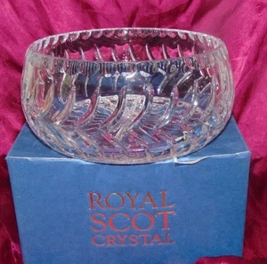 Marlborough Salad Serving Bowl ROYAL SCOT CUT CRYSTAL MIB RARE - Picture 1 of 7