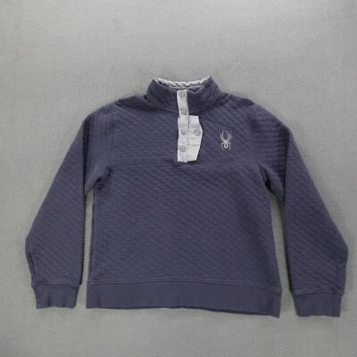 Spyder Quilted Sweater 1/4 Snap Button Men's Size M Blue Pullover Fleece - Image 1 of 4