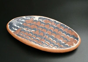 Vintage Signed Lawrence 1951 Pottery Plate Marbled Glaze Platter Oval  - Picture 1 of 3