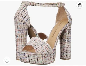 Scarpe con plateau CHINESE LAVANDERIA Avenue tweed sky high blocco grosso misura 9,5 - Foto 1 di 13