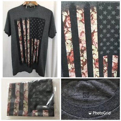Camiseta Ocean Current Personalizada Originals Para Hombre M Gris Bandera de EE. UU. Camiseta Gráfica Floral. Foto 1 de 4