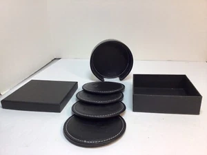 NEW, Black IOWA HAWKEYES coasters, leather. 4 coasters, come in a black box. - Picture 1 of 6