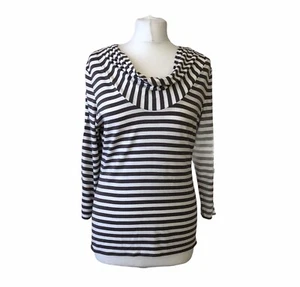 Phase Eight Size 16 Cowl Neckline Striped Top Brown & Ecru - Picture 1 of 9