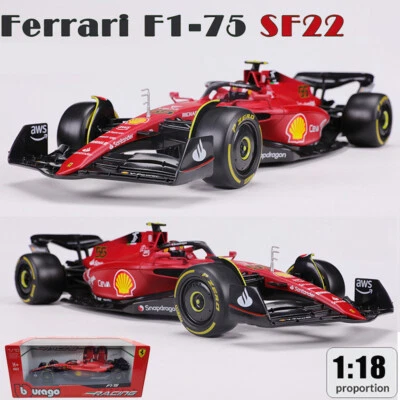 BURAGO 1:18 2022 Ferrari F1-75 #55 CSainz Diecast Car F1 Model Car Gifts Toy - Image 1 of 4