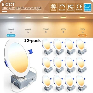 12 Pack - 6 Inch LED Recessed Down Lights with Night Light,LED Recessed Lighting - Picture 1 of 23