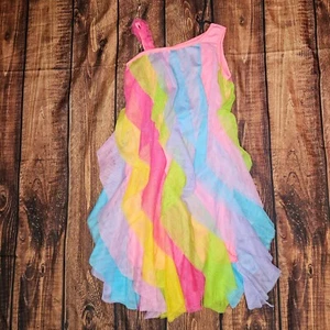 SHEIN NWOT Girls Rainbow Tulle Ruffle Sundress Party Dress  Size 7 - Picture 1 of 6