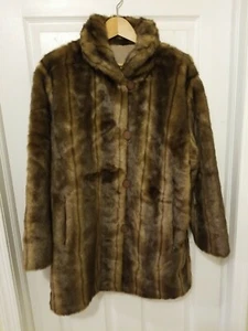 TALLY-HO Outerwear Faux Fur Coat Brown Mink Styling PS Reversible  - Picture 1 of 10