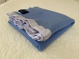 Vintage Royal Wool Blue Pure New Zealand Wool Crib Baby Blanket 130cm x 100cm - Picture 1 of 13