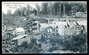 NEUSEELAND Ohakune Postkarte 1910er Nordinsel Hauptstamm Eisenbahn Bau - Bild 1 von 2