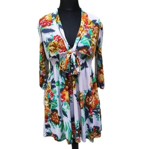 Vestido túnica mujer Orion London talla única blanco naranja verde estampado cuello en V - Imagen 1 de 15