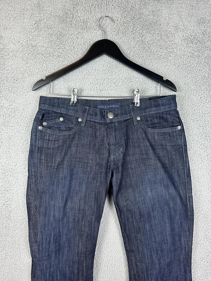 Rock & Republic Jeans Mens 31x32 Blue Dark Wash Straight Leg Stretch Made USA - Image 1 of 4