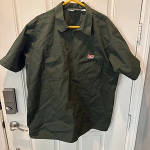 Ben Davis dunkelgrünes kurzärmliges Herren-T-Shirt mit Kragen 1/2 halber Reißverschluss Größe 3XL - Bild 1 von 7