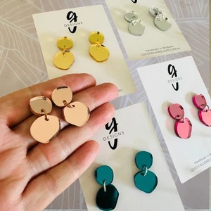 Statement Earrings - Acrylic - Mini Dangles - Mirror - You Choose Colour - Picture 1 of 18