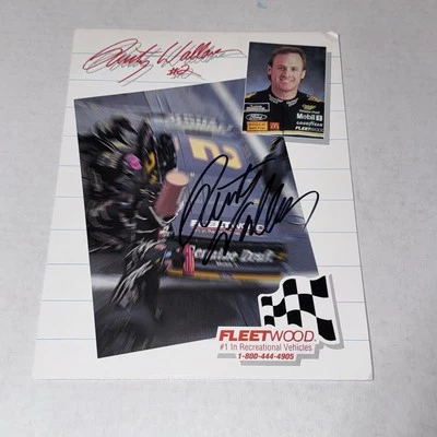 Rusty Wallace HOF signed 9x11 VINTAGE photo FLEETWOOD RV 1995 FORD THUNDERBIRD - Image 1 of 2