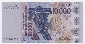 Westafrikanische St. 10000 Francs 2023 P 118A UNC Banknote Elfenbeinküste - Bild 1 von 2