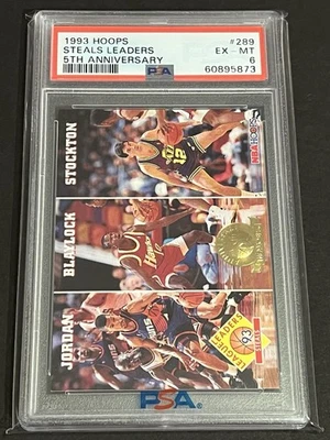 1993-94 1993  NBA HOOPS 5TH ANNIVERSARY STEALS MICHAEL JORDAN #289 PSA 6 EX-MT - Image 1 of 2
