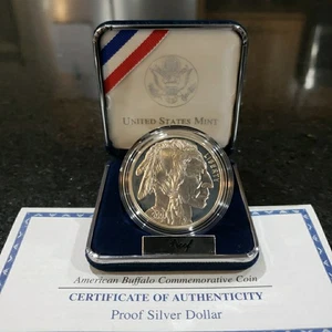 2001 $1 Silver Dollar Proof – Smithsonian Buffalo Indian U.S. Commemorative Coin - Picture 1 of 12